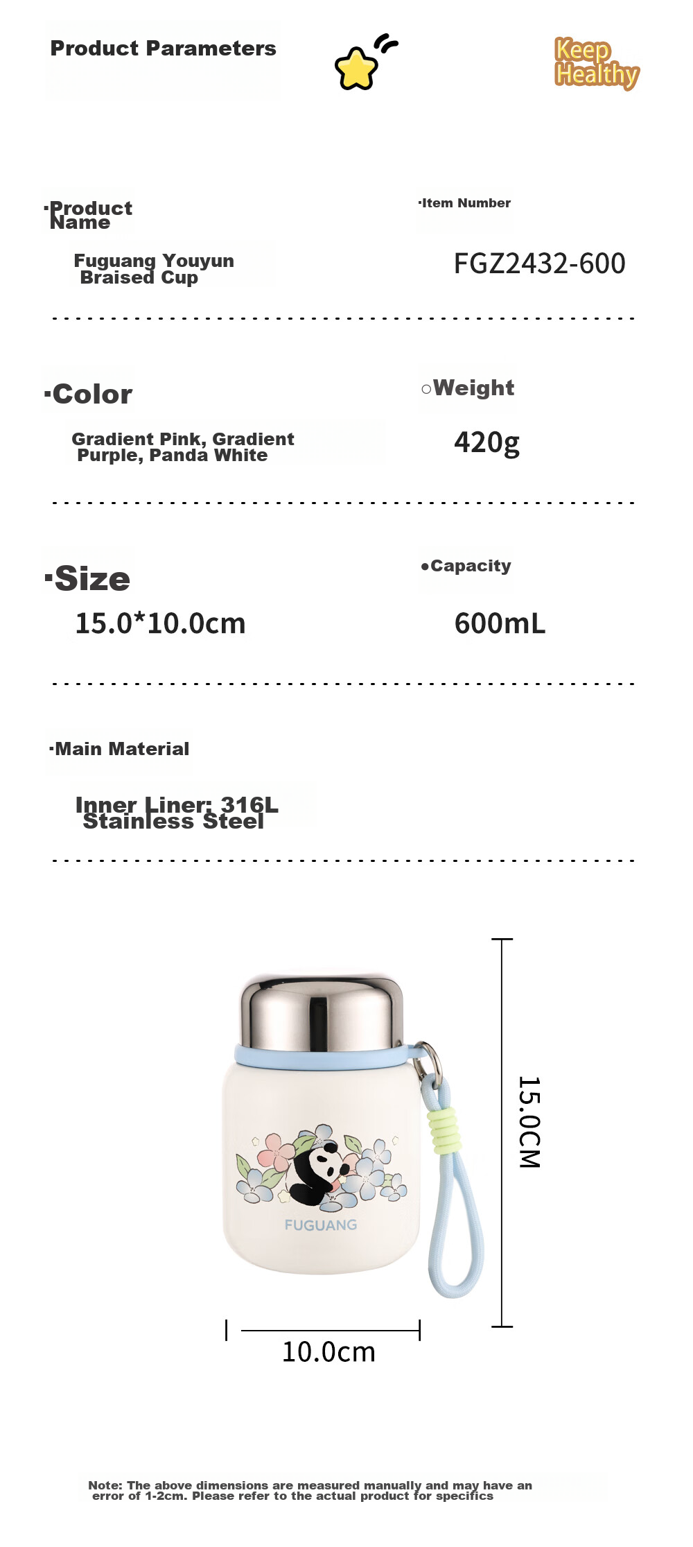 FGA Fuguang Insulated Food Jar, 316L Stainless Steel, Large Capacity, Thermal Soup Pot, Lunch Box for Office Workers And Students 15