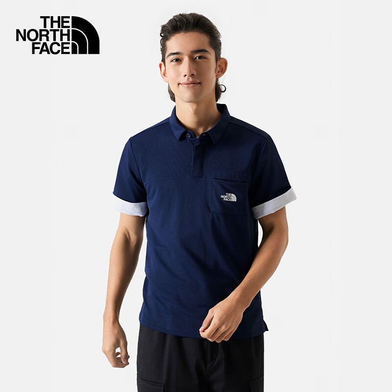 The North Face Men's Outdoor Quick-Dry Breathable Short-Sleeve Polo Shirt, 8AV2 Navy Blue/8K2, Size S