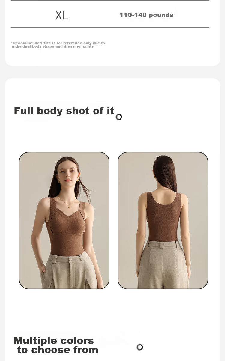 GUJIN Seamless Thermal Vest for Women, Undershirt Camisole with Chest Pads, Contains Mulberry Silk Patch, New Autumn And Winter Style for Ladies 10