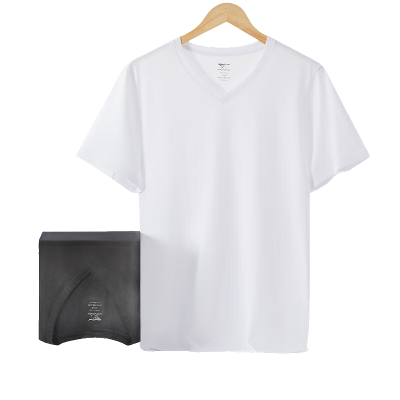 SEPTWOLVES Men's Short-Sleeve T-Shirt, Pure Cotton V-Neck Undershirt, 100% Cotton Basic White Tee, Breathable And Comfortable Base Layer