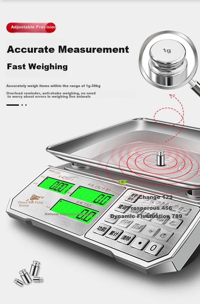 Kaifeng Electronic Scale, Commercial Small Pricing Platform Scale, 30kg High-Precision Weighing Scale, for Market Vendors And Street Vendors to Calculate Weights 1