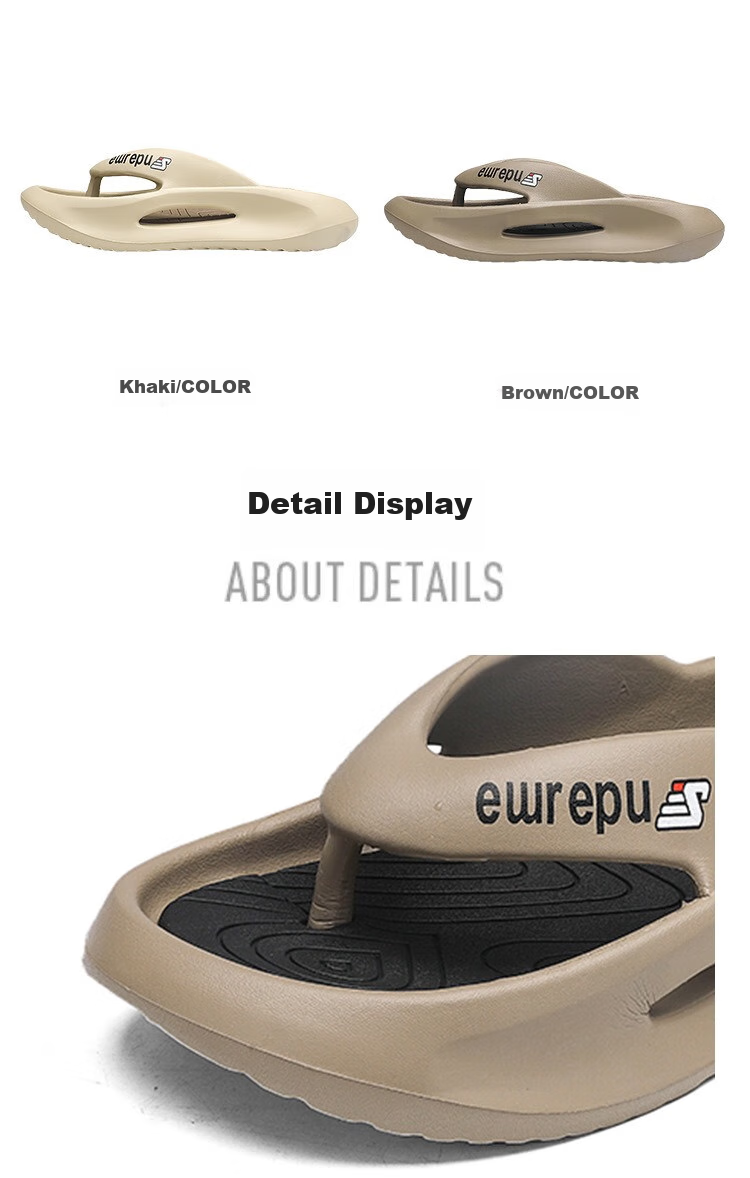 YUZHAOLIN Men's Flip-Flops, Sports Wear, Thick Sole, Height-Increasing, Comfortable Sandals, YY555, Khaki, Size 40/41 3