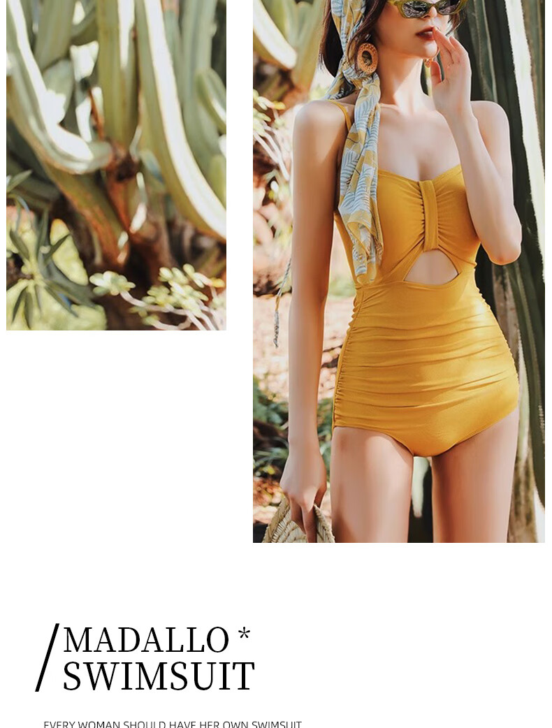 Modaier Spaghetti Strap One-Piece Swimsuit for Women, Sexy And Elegant, Tummy Control, Slimming, with Outer Jacket, Sun Protection, Beach Vacation Triangle Swimwear 8