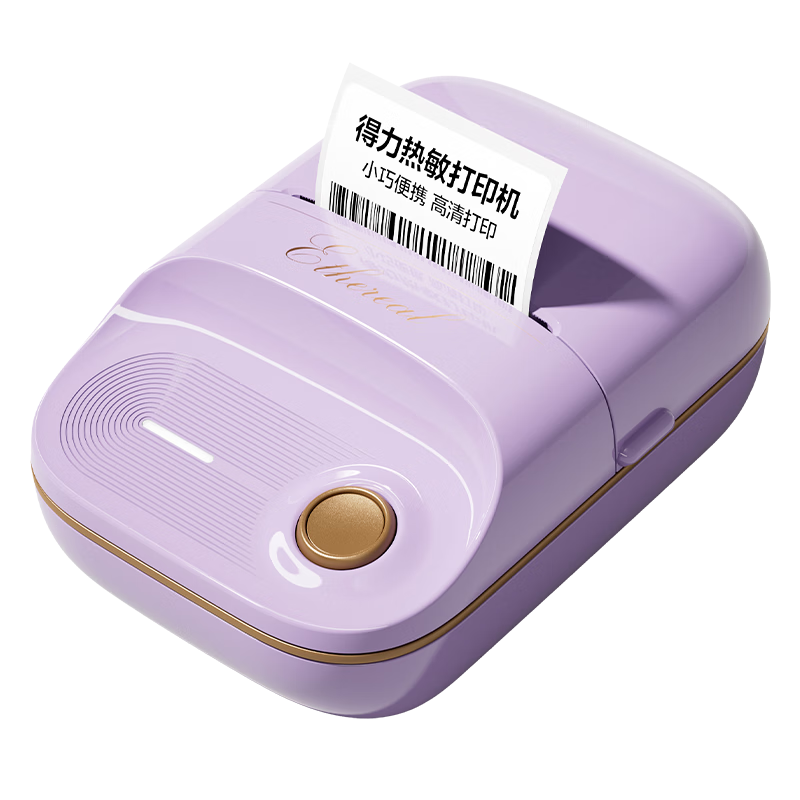 Deli Q20 Purple Portable Thermal Label Printer for Home Use, Journal Name Tags, Storage Labels, Price Tags, Food Labels Printer with Mobile Bluetooth Connectio