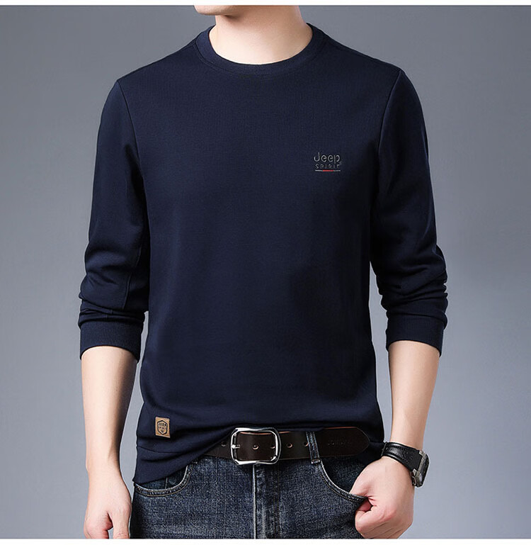 JEEP SPIRIT Men's Sweatshirt, Autumn And Winter Long-Sleeve T-Shirt, Men's Casual Outerwear, Black, Size M 13
