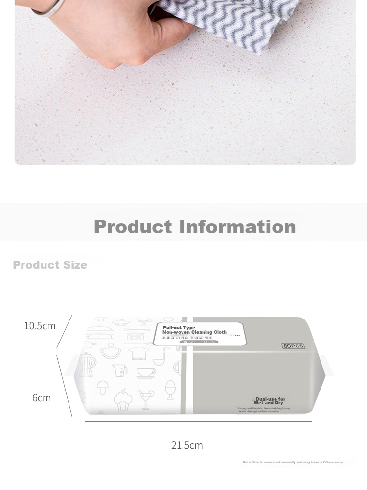 Tinghao Disposable Cleaning Cloths [Non-Woven Material with Strong Friction] 80 Sheets Pull-Out Dishwashing Cloths for Wet And Dry Use 8