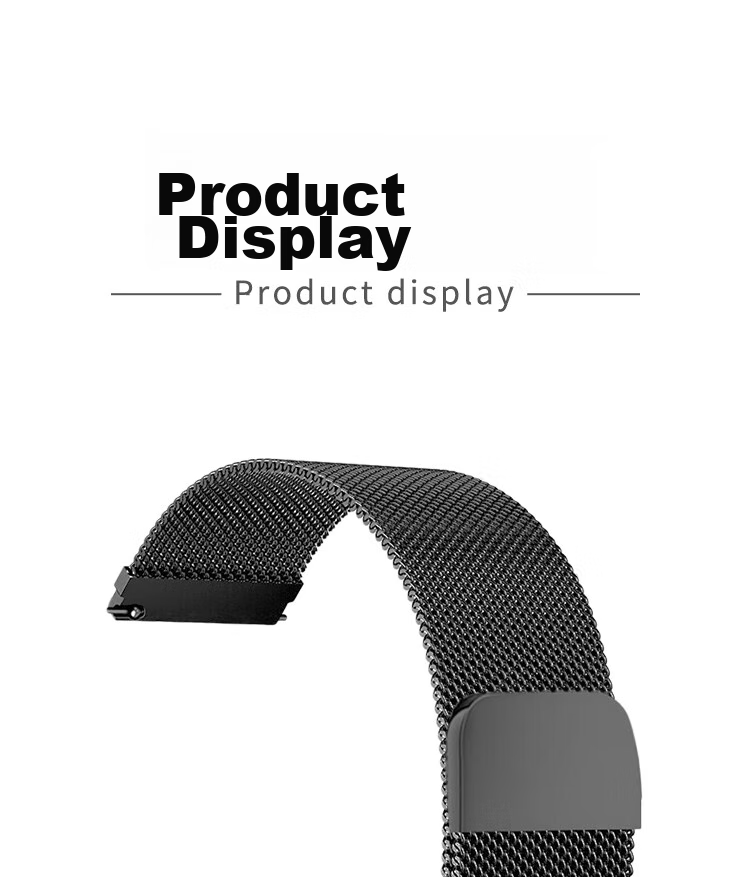 ESCASE Magnetic Watch Strap Compatible with Vivo/iQOO WATCH GT, Milanese Metal Buckle Wristband, Black, 22MM, with Raw Ear 15
