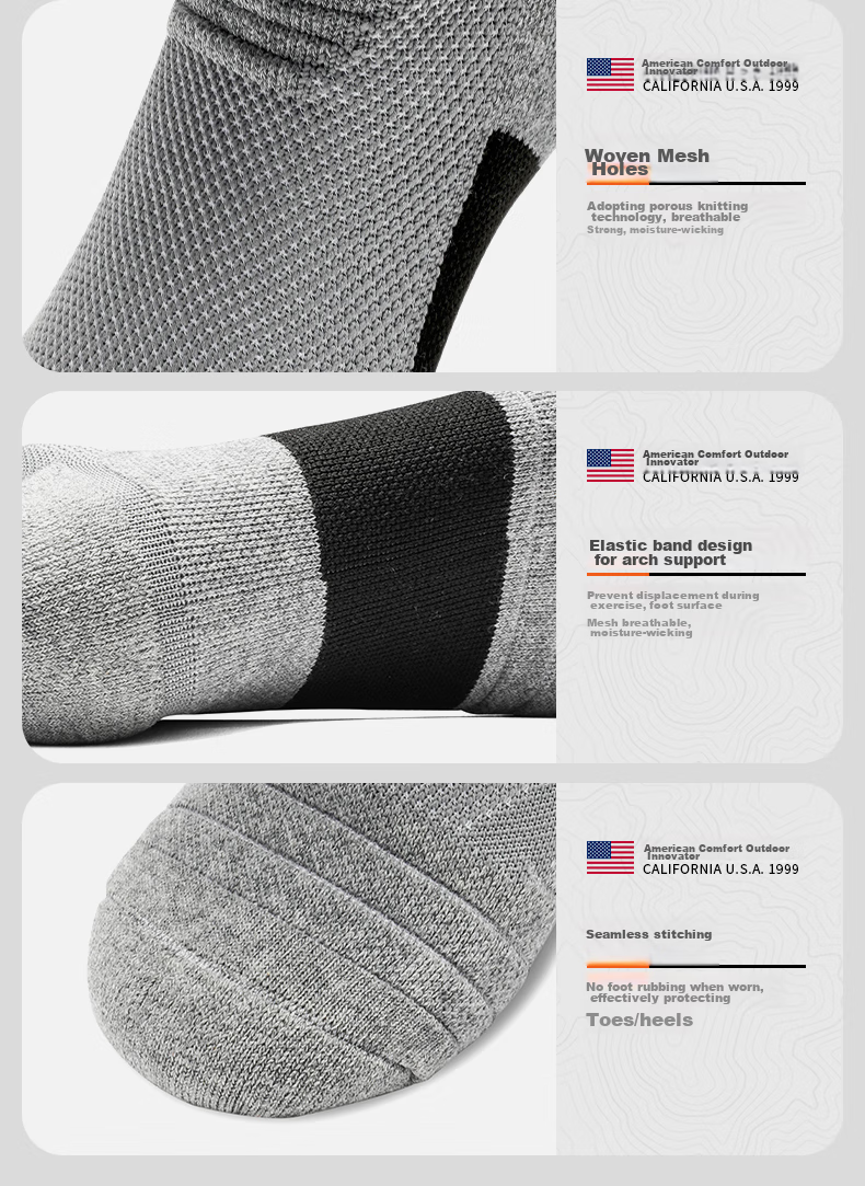 TFO Competition-Grade Outdoor Socks, Sports Socks Breathable Wear-Resistant Running Hiking Socks 2222104 Men's Black 13