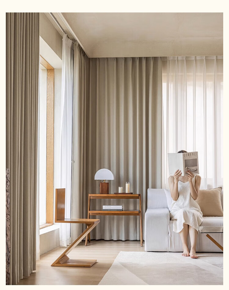 Mihua High-Blackout Curtains Set for Living Room And Bedroom, Thickened Sun Protection, Hook-Back Velvet Fabric, Cream Velvet, 1.5*2.0 Meters 20