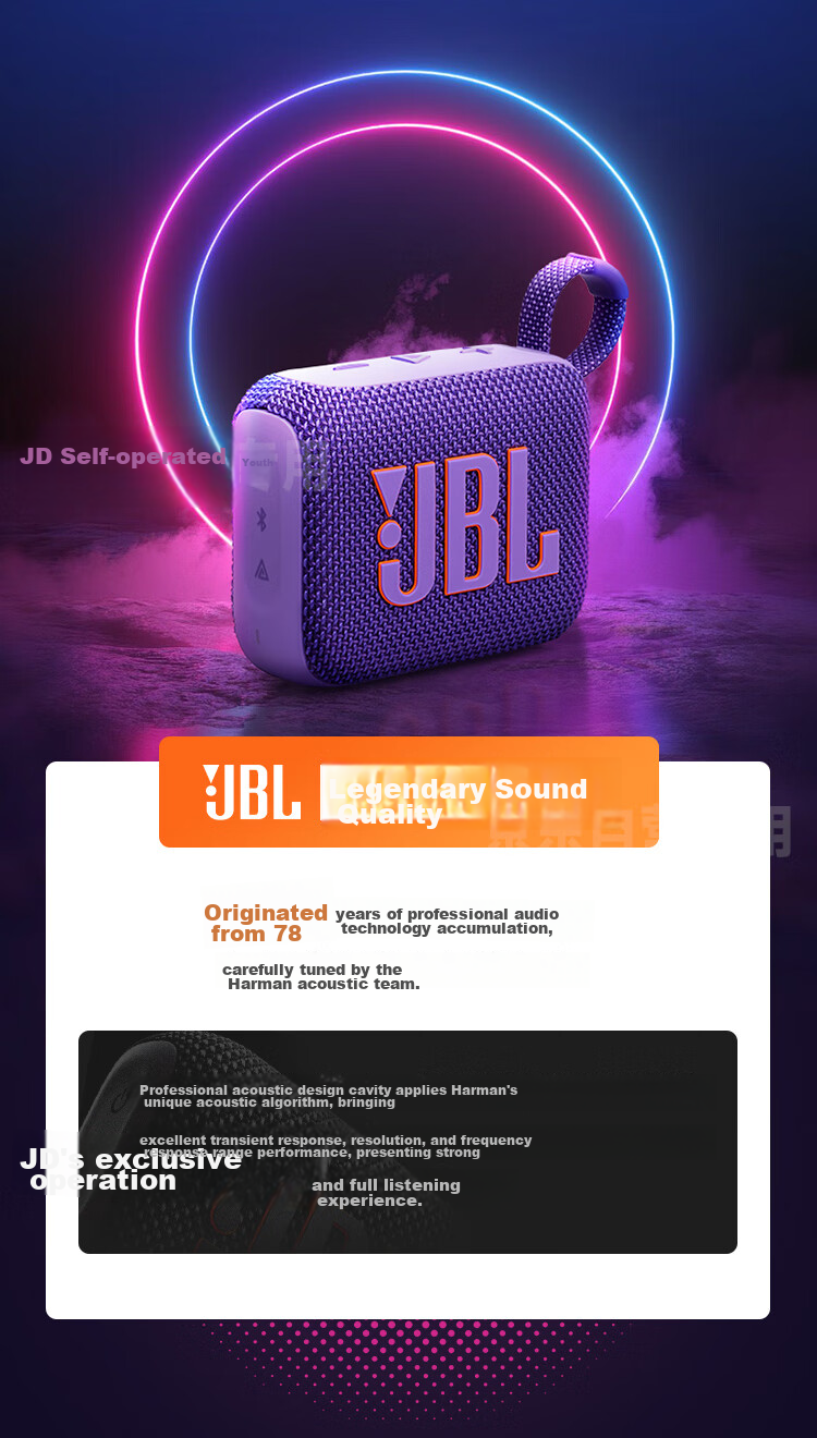 JBL GO4 Music Gold Brick Fourth Generation, Bluetooth Speaker, Outdoor Portable Speaker, Mobile And Computer Speaker, Subwoofer, Cycling And Running, Gift Recommendation, Jazz Blue 3