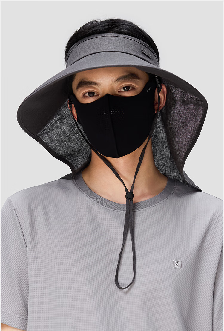 JIUMU Linen Sun Protection Hat, Men's Sun Visor Cap, Sunhat, Open-Top Hat, Cool Hat, Summer Face-Covering Neck-Protecting UV-Resistant Hat 4