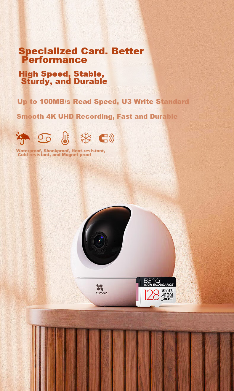 Banq 128GB TF (MicroSD) Memory Card A1 U3 V30 4K Dash Cam & Security Monitoring Dedicated Memory Card, Highly Durable 3