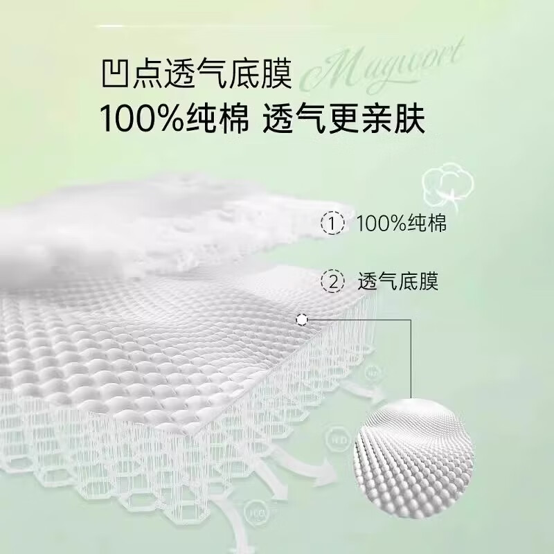 Fuyanjie Artemisia Pads, Antibacterial, Ultra-Thin, Breathable, Pure Cotton Sanitary Napkins, Menstrual Pads, Portable, Invisible, Pure Cotton, 155mm, 22 Pieces