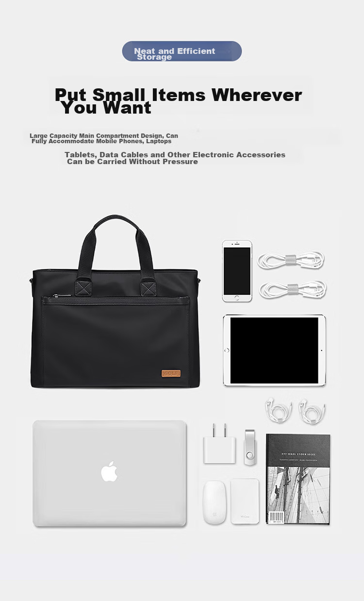 GOLF Business Briefcase for Men, Large Capacity Handbag, 13.3-Inch Laptop Bag, Water-Resistant Horizontal Style Briefcase 4