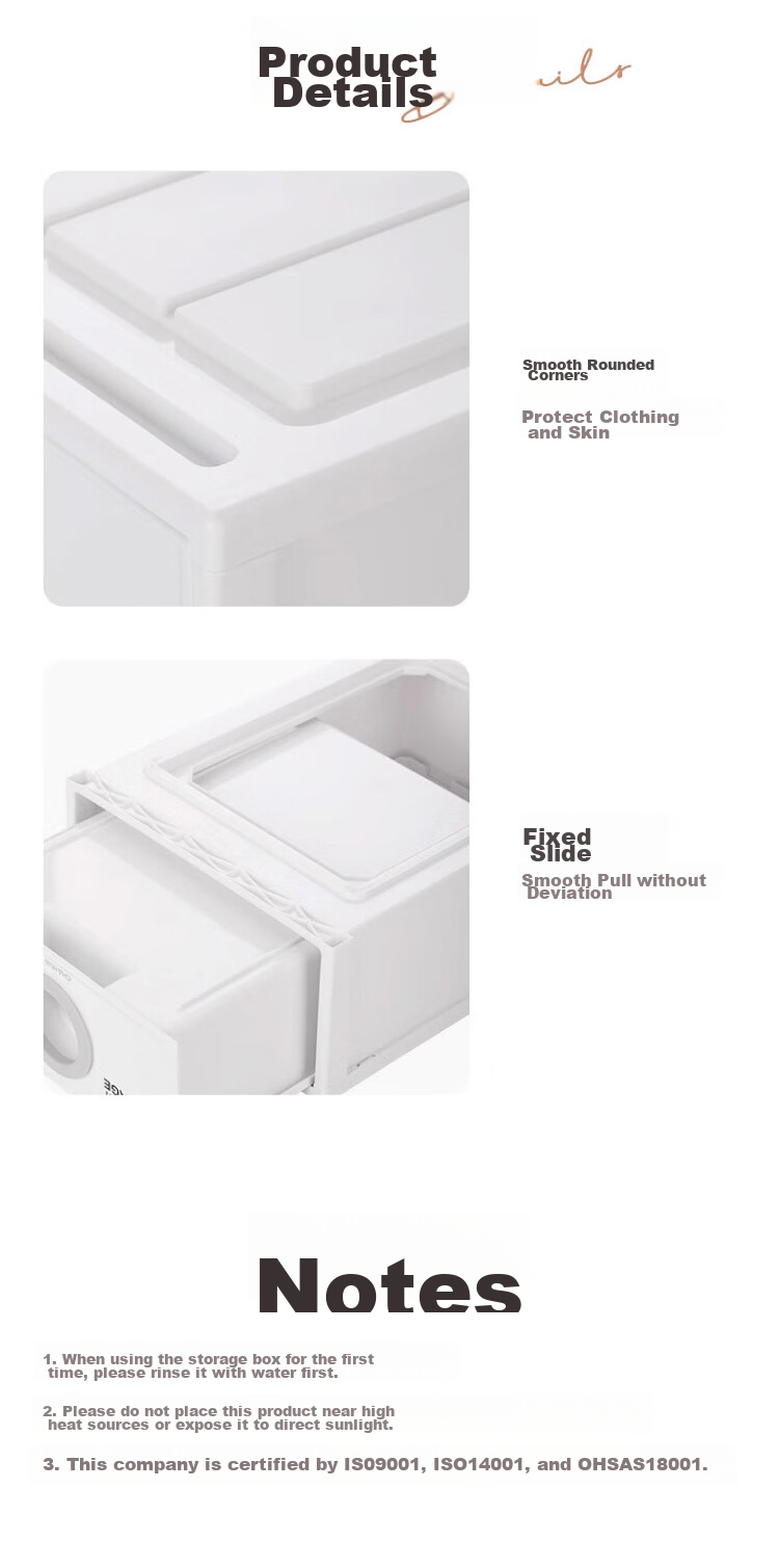 CHAHUA Drawer-Style Storage Box, Desktop Organizer, Bedroom Closet Storage, 25.5*19*10cm, Gray, 2 Pieces 12