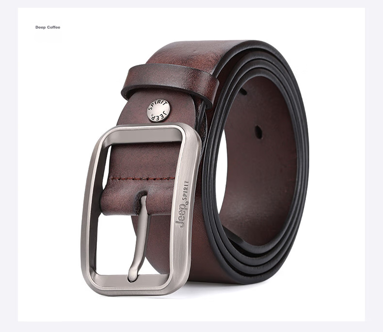 JEEP SPIRIT Men's Belt, Top-Grain Leather, Fashionable Pin Buckle, Suitable for Young And Middle-Aged Men, Gift for Boyfriend, Husband, Father's Day Present 17