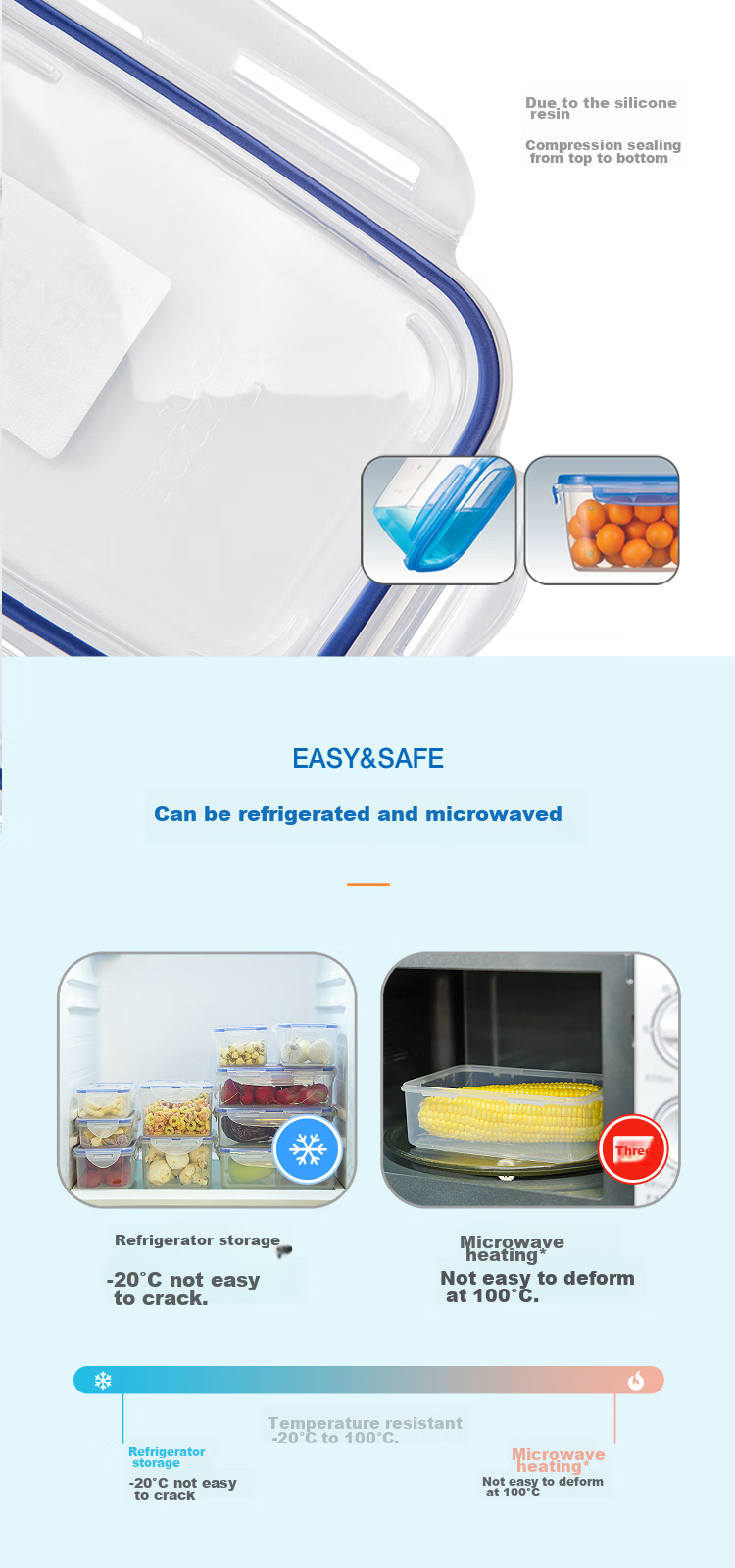 LOCK&LOCK Large Capacity Divided Plastic Food Storage Container, Lunch Box, Meal Box, Snack And Fruit Container, Refrigerator Organizer Box, Storage Container, 1L 7