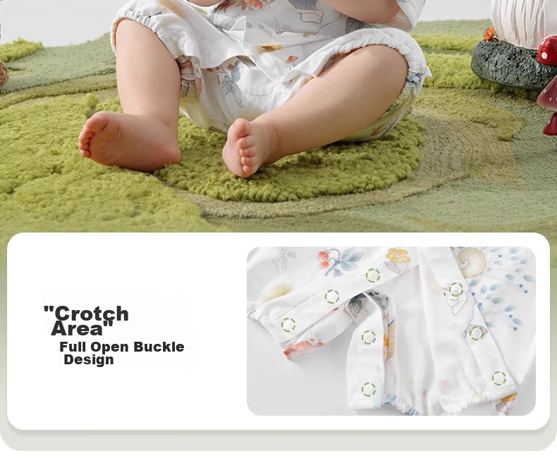 Beitaisi Baby Clothes, Summer Thin Bamboo Cotton Onesie, Newborn Gauze Romper, Short-Sleeve Infant Pajamas 15