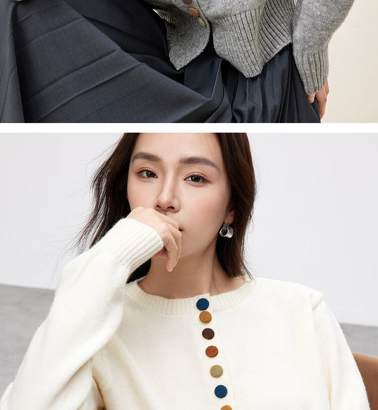 Sentubila Premium Knit Cardigan Women Autumn Winter Loose Slim Fit Petite Long Sleeve Jacket Top Dark Navy JM 19
