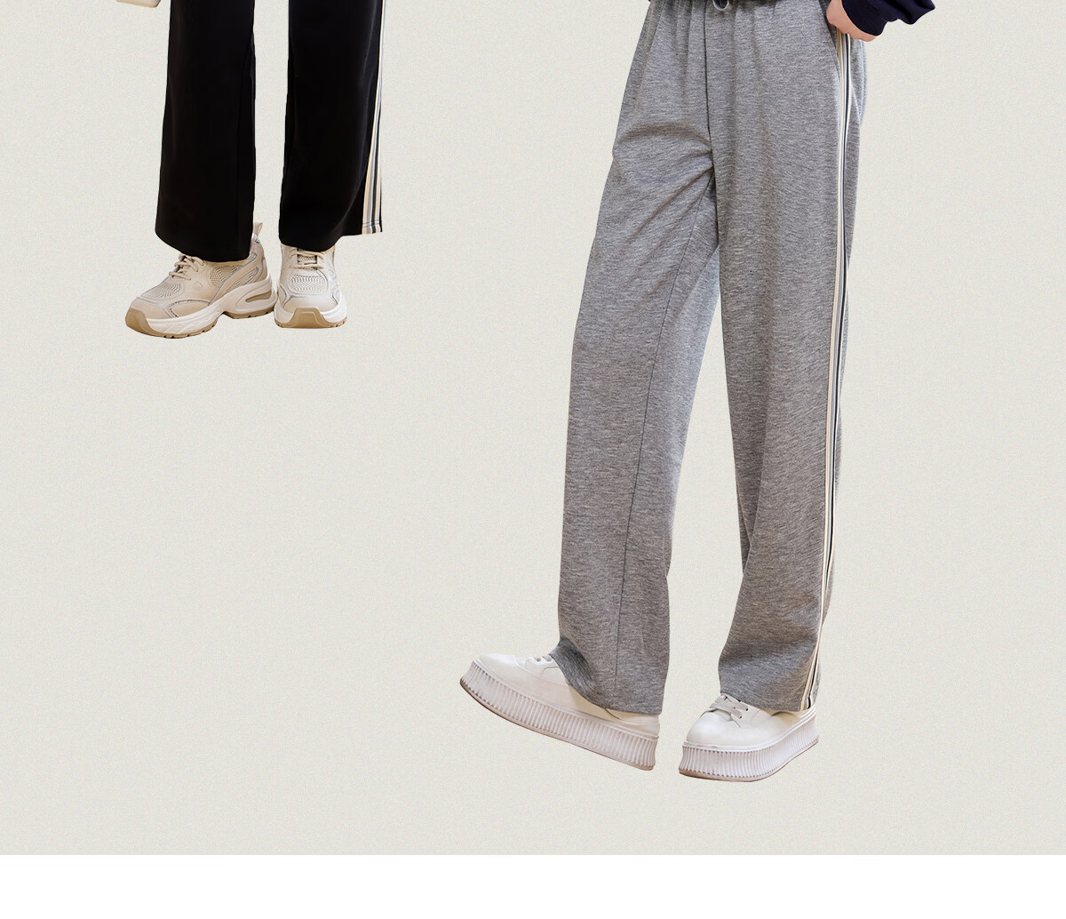 Halo Queen Casual Wide-Leg Pants for Women with Side Stripes Design, High-Waisted Loose Straight-Leg Trousers for Petite Figures H143K2003 9