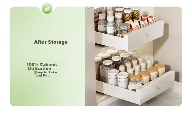 Shuaishi Pull-Out Kitchen Storage Rack, Drawer Dish Rack, No-Drill Cabinet Organizer, Spice Rack, Multifunctional Storage Cabinet 10