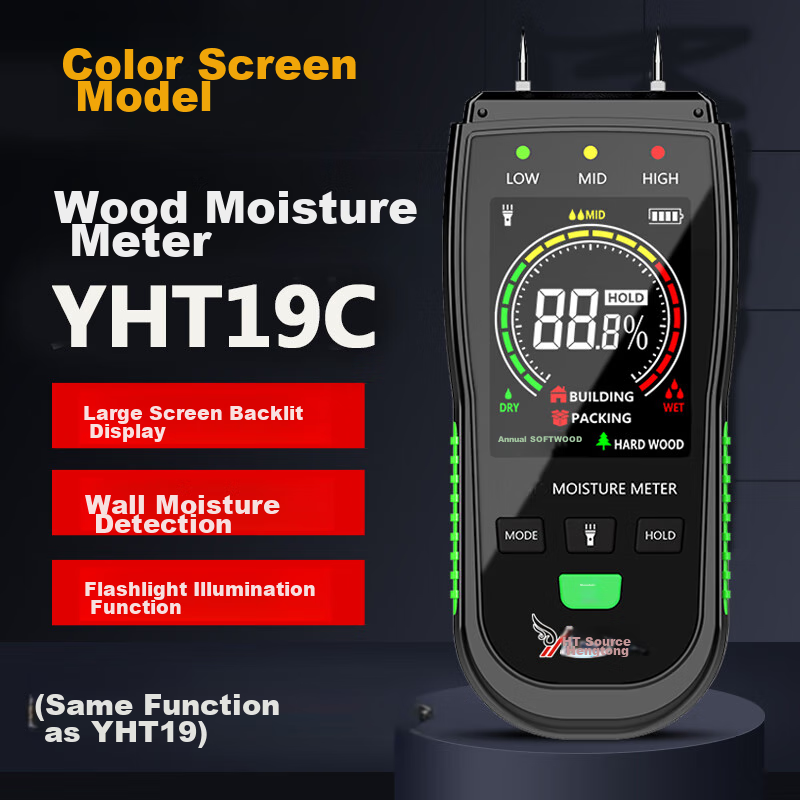 YHT Color Screen Sensor Moisture Meter MT28C for Furniture, Wood, Floor, Wall Moisture Content And Humidity Testing Instrument 4