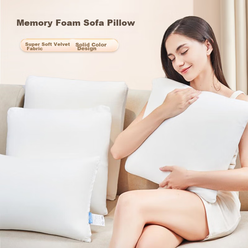 Aeromax Sofa Cushion, Memory Foam Home Pillow, Simple Style Rectangular Bed Backrest, Solid Color Ultra-Soft Velvet, 30*50