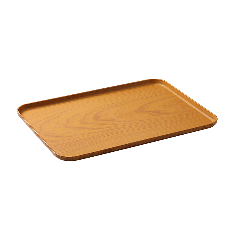 BJ Rectangular Tray, Japanese-Style Tea Tray, Home Living Room Cup Holder, Tea Tray, Fruit Plate, Wood Grain Imitation Tray, Extra Large Size