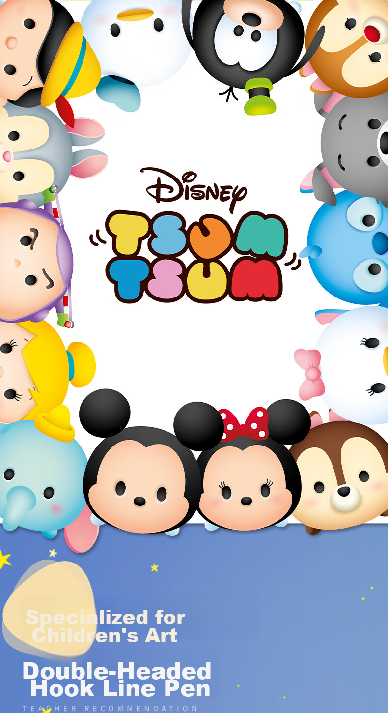 Disney Dual-Tip Fine Line Markers, Black, Oil-Based, for Art And Signing, Suitable for Children And Students, 10 Pcs/box Drawing Pens 1