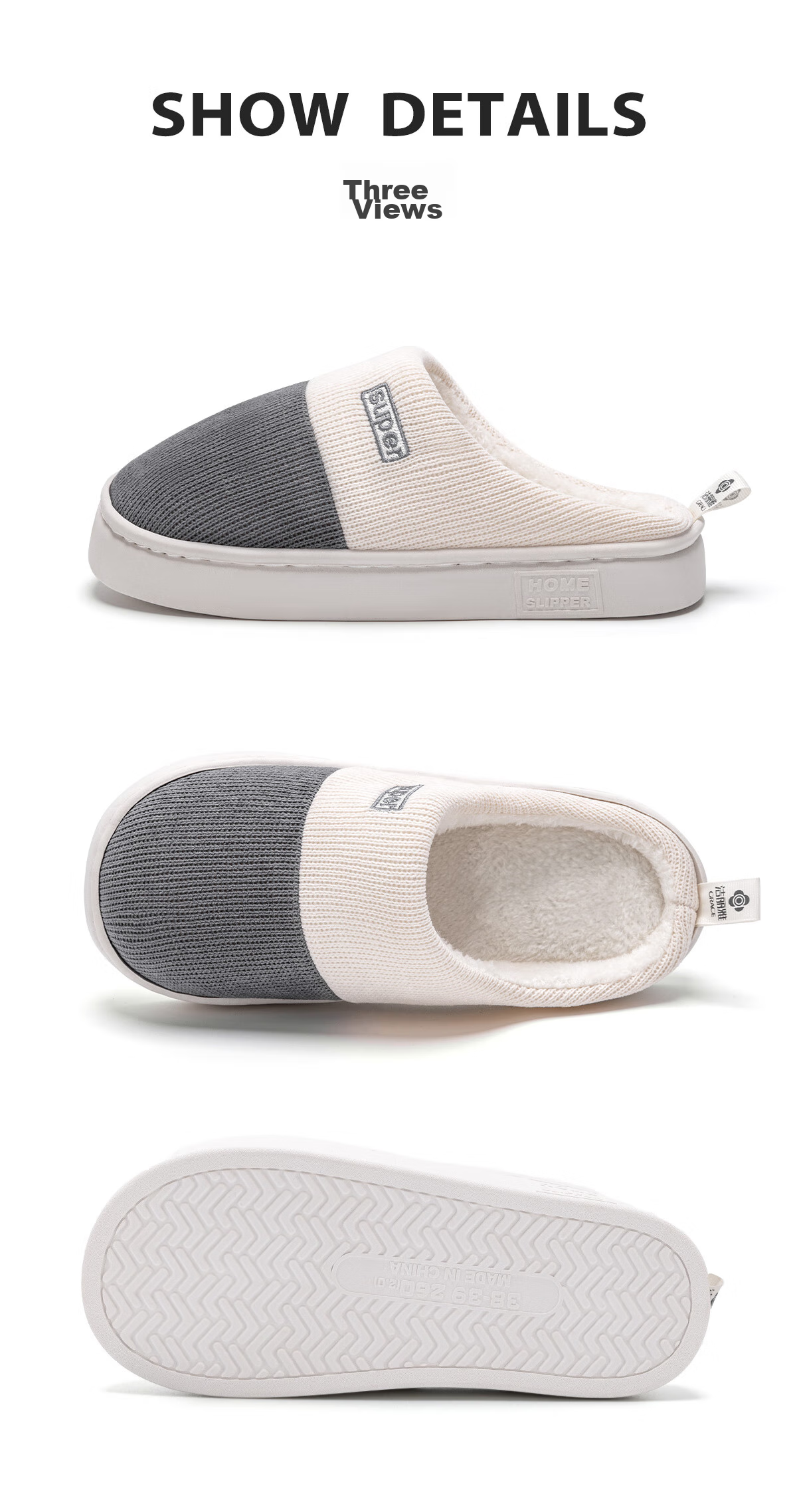 Grace Cotton Slippers for Men, Autumn And Winter Indoor Non-Slip Odor-Resistant Warm Thick-Soled Squishy Feeling Home Slippers for Men in Winter 21