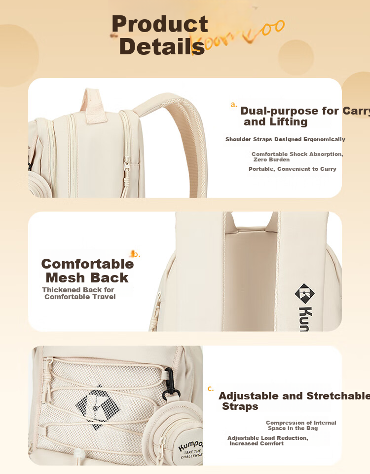 KUMPOO Badminton Bag, Fashionable Simple Versatile Casual Backpack, Multifunctional Sports Bag KB-521 8