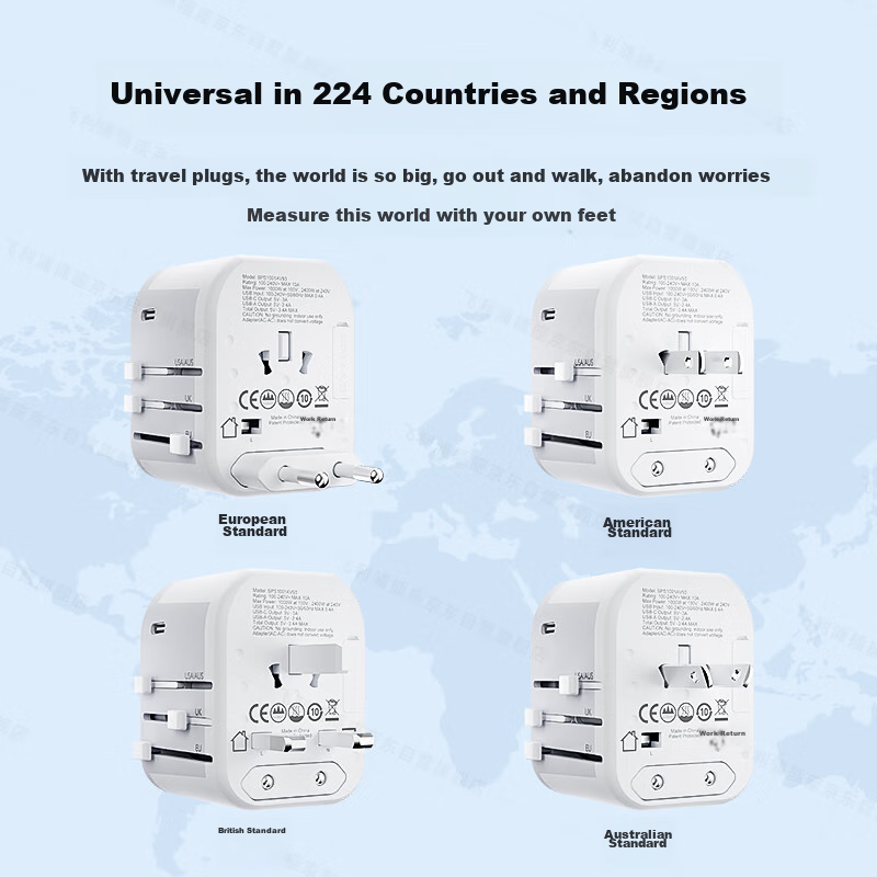 Philips International Travel Adapter/Foreign Travel Socket Converter/Compatible with UK, US, Australia, Germany, Japan, Singapore, South Korea, Hong Kong/2A1C17W Charging 1001A White