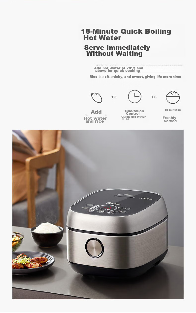 Midea Crystal Titanium 0-Coating Non-Stick IH Heating 4L Smart Rice Cooker for 4-5 People, Grade 1 Energy Efficiency MB-HC4050S 7