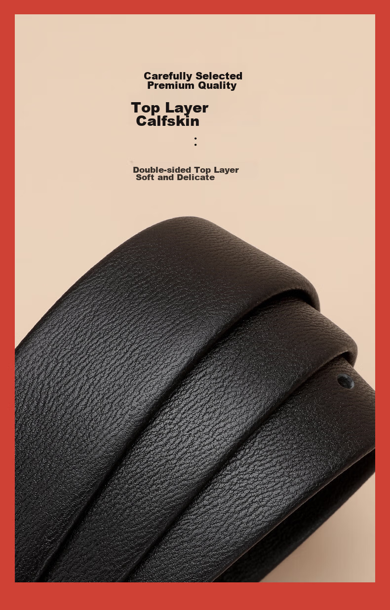 ELLE HOMME Men's Leather Belt with Pin Buckle, Top-Grain Cowhide Casual Trouser Belt for Men, Birthday Gift for Boyfriend 8