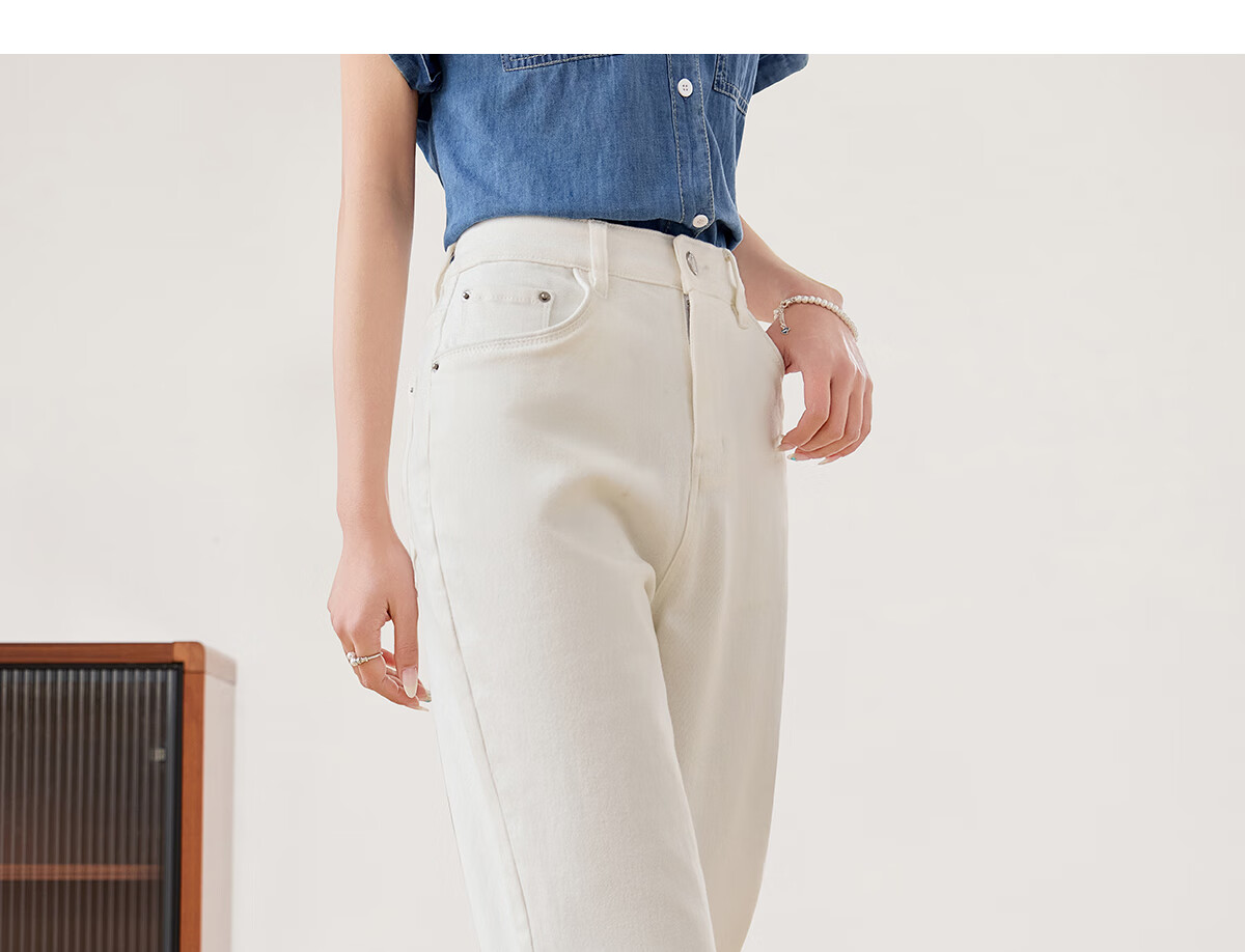 PinCai Women's Jeans, Spring And Autumn Black Straight-Leg Trousers, Slimming And Heightening Effect, Casual Denim Long Pants P143N1009 33