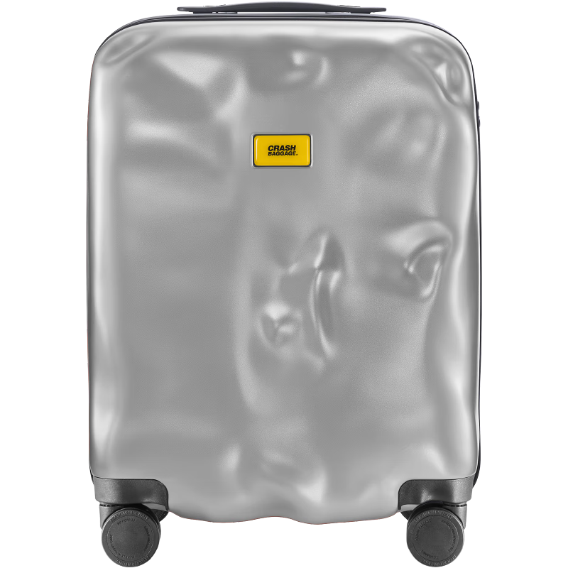CRASH BAGGAGE Italian Embossed Suitcase Travel Luggage Carry-On Trolley Case for Men And Women, Silver, 20 Inches