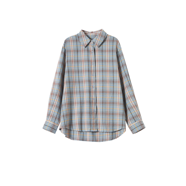 Dme [Intellectual] Spring And Autumn Breathable Vintage Plaid Shirt, Comfortable, Versatile, Slimming Blouse for Women's Clothing