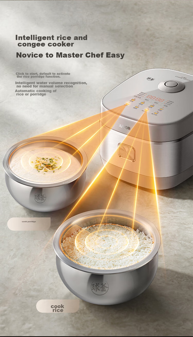 SUPOR 4-Liter Large Capacity, for 3-4 People, IH Heating with Titanium Non-Coated Inner Pot, Smart Multifunctional Rice Cooker for Home Use, Model F40Q56S 16