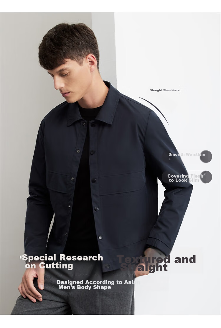 DANCING WOLVES [Windproof And Easy-Care] Comfortable Commuter Executive Jacket for Men, Autumn And Winter Casual Workwear Lapel Versatile Coat 4