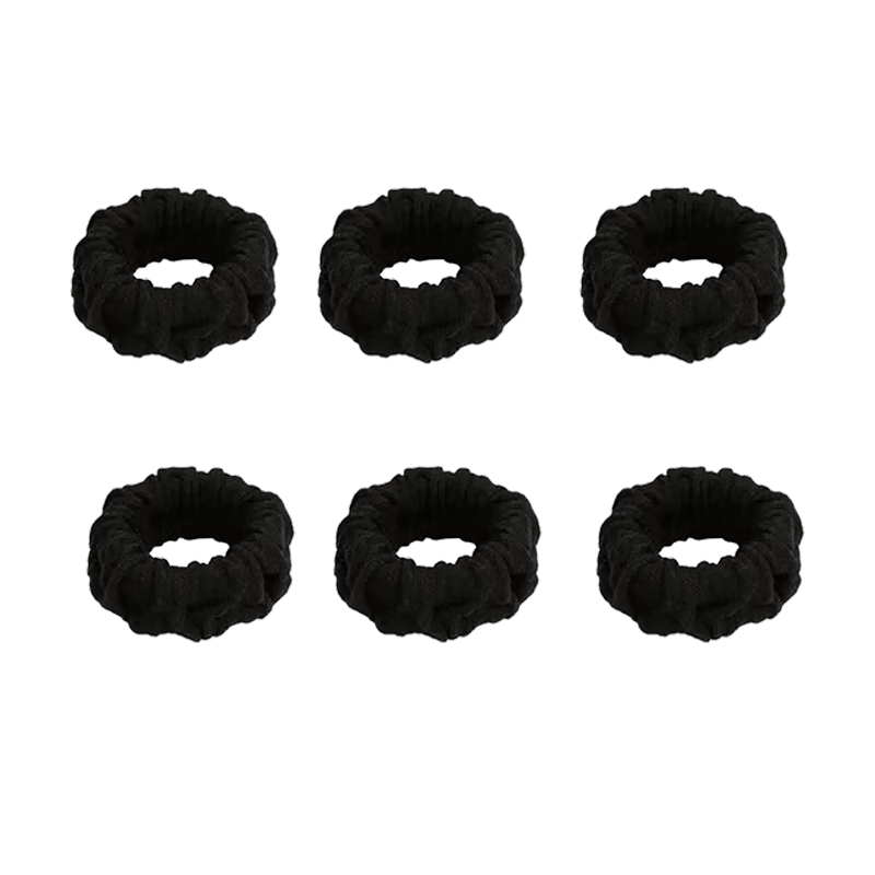 Liqing Black Thick Seamless High-Elastic Hair Ties, 6 Pieces High Ponytail Elastic Bands for Hair Tie-Up