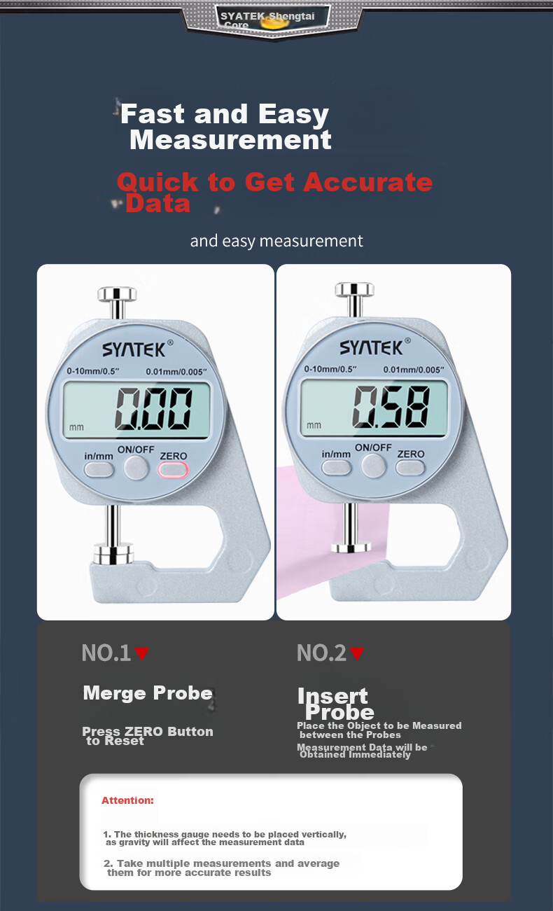 SYNTEK Digital Display High-Precision Charging Coating Thickness Gauge Industrial Grade Flat Head 0-10mm Thickness Meter 7