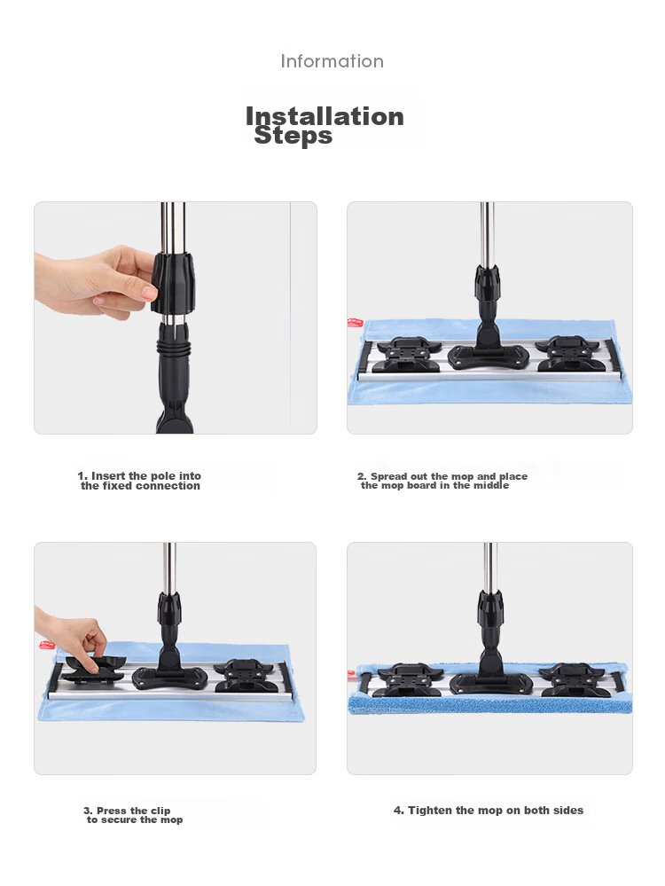 MARYYA Flat Mop with Cloth, 40cm 2 Mops, Extended Handle for Wooden Floors, 2026 Large Dust-Removing Mop 13