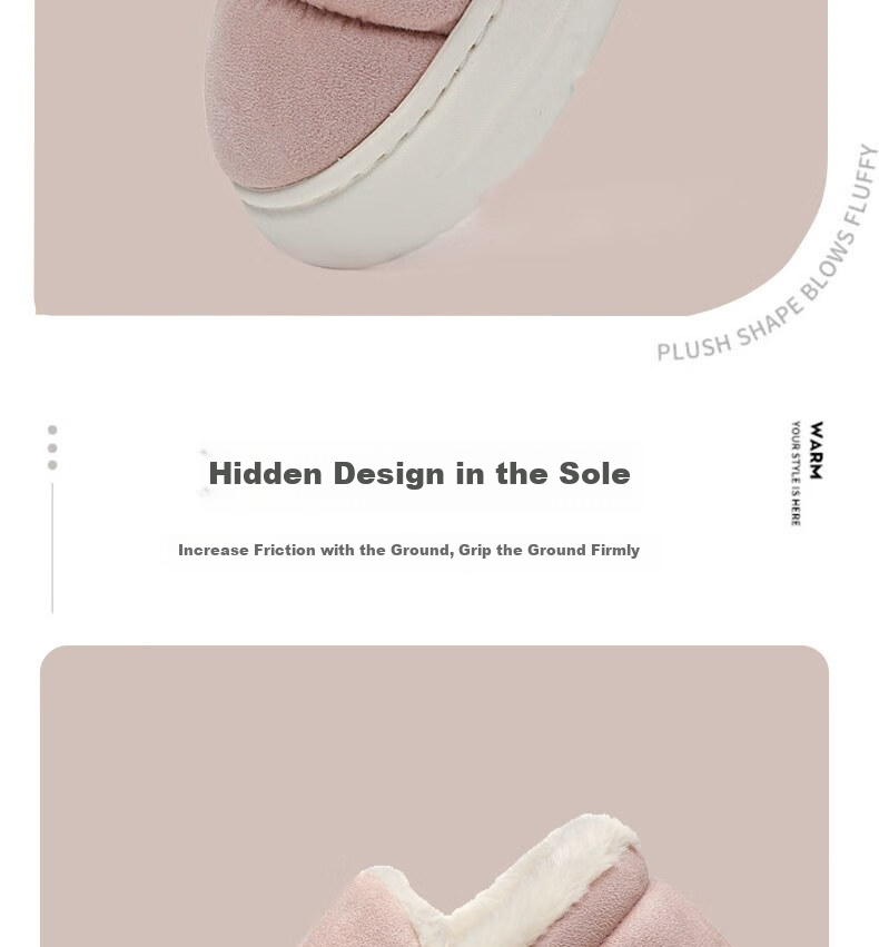 Huili Cotton Slippers with Cotton Lining, Warm And Thick, Suitable for Indoor And Outdoor Wear, Non-Slip, HL0795, Pink, Size 38-39 12