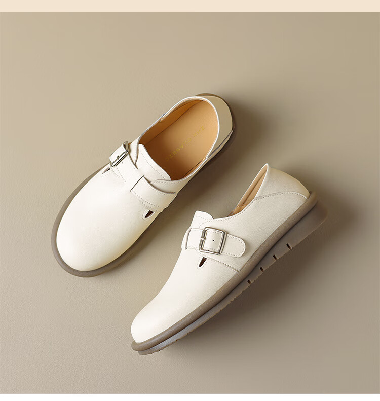ZHR Women's Versatile Comfortable Soft-Soled Birkenstock-Style Shoes, Genuine Leather Simple Two-Way Wearable Women's Shoes, BT69, Beige, Size 35 17