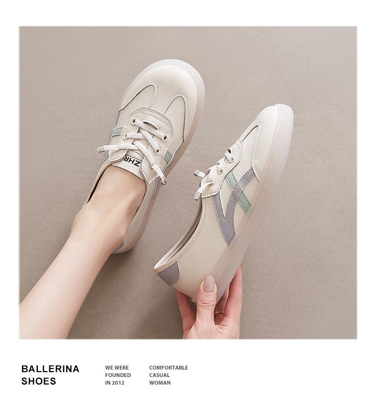 ZHR Casual Shoes, Lightweight And Breathable, Spring And Autumn Flat White Sneakers, Trendy Retro Training Shoes for Women, A67P, White And Blue, Size 37 12