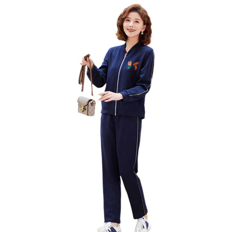 Yuzhaolin Mom's 2025 Spring Autumn Sports Suit Middle-aged and Elderly Women's Long Sleeve Sportswear Two-piece Set Y51K045