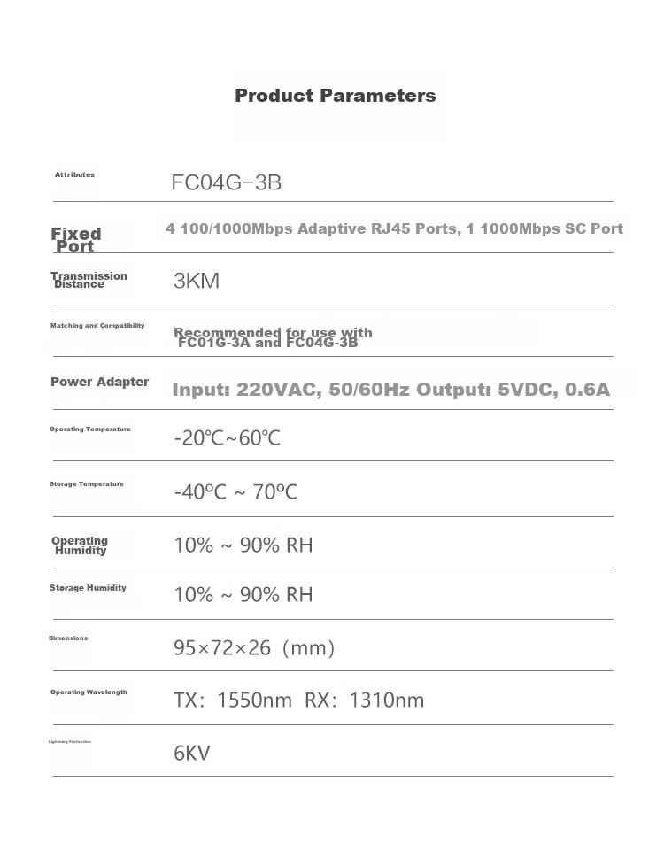 H3C Fiber Optic Transceiver, Gigabit Single-Mode Single-Fiber Optical-Electrical Converter, 3km SC Interface One Fiber Four Electrical (Single Unit), FTR04G-3B 6