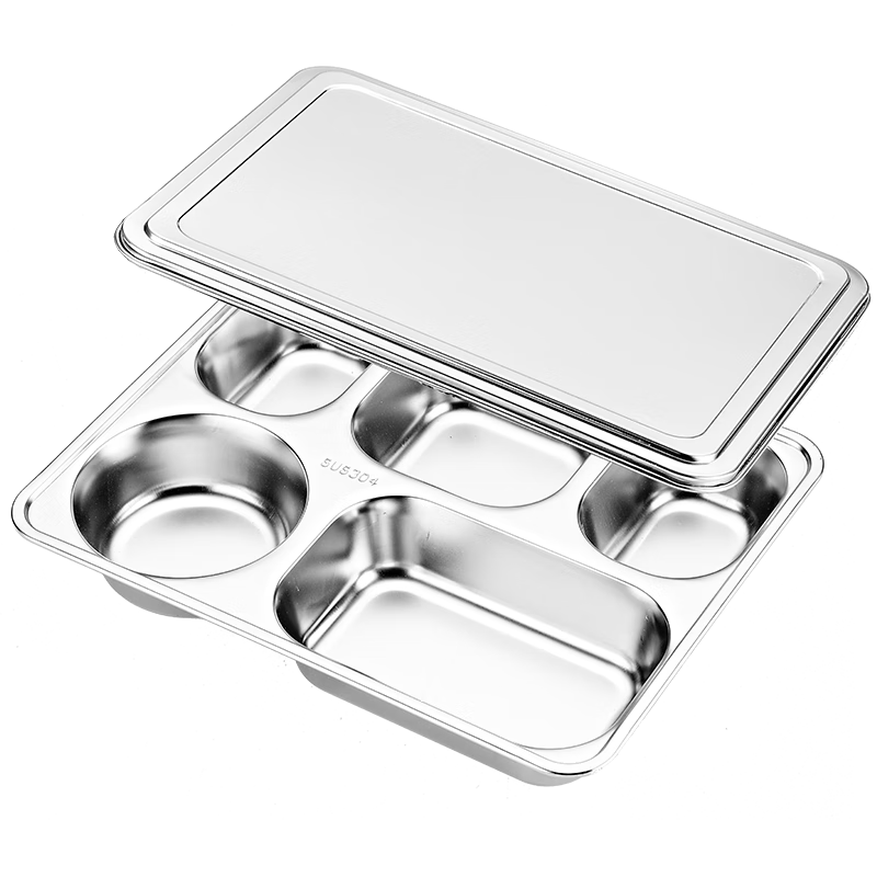 YUTAI 304 Stainless Steel Lunch Box with Five Compartments, Deep Divided Bento Box with Lid for Cafeteria S5G
