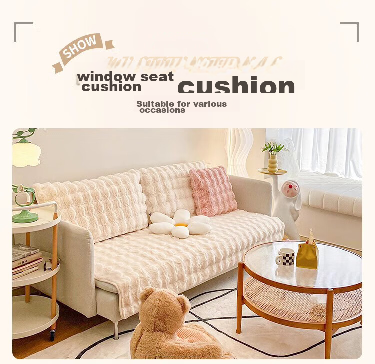 AVIVI Plush Non-Slip Sofa Cushion Cover Slipcover Four Seasons Universal Armrest Backrest Towel 90*90 Bubble Pattern 14