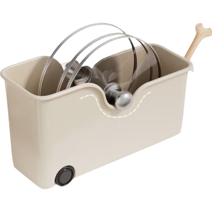 Baicaoyuan Storage Box, Kitchen Organizer with Wheels, Cabinet Clutter Storage Basket, Under-Sink Storage Container, Medium Size